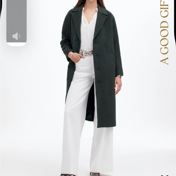 Women's Dark Green Wool Coat - Picture 3 of 10